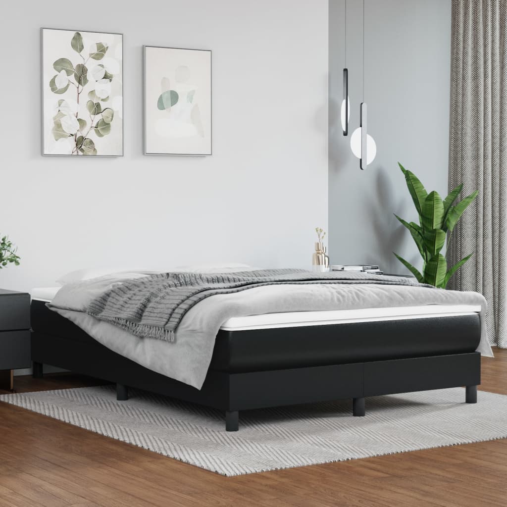 vidaXL Σκελετός Κρεβατιού με Ελατήρια Μαύρο 140x200 εκ. από Συνθετικό Δέρμα