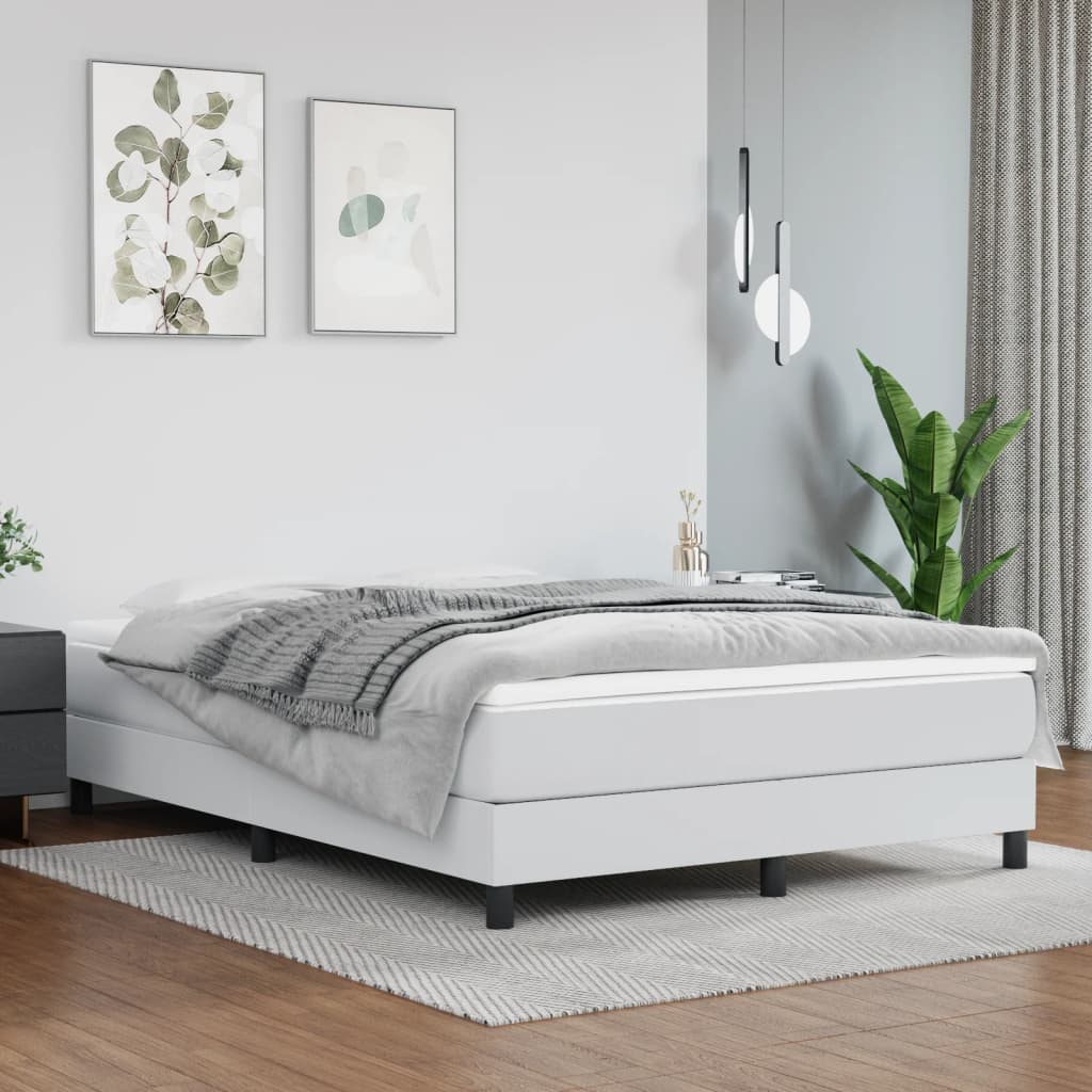 vidaXL Σκελετός Κρεβατιού με Ελατήρια Λευκό 140x200 εκ. από Συνθετικό Δέρμα