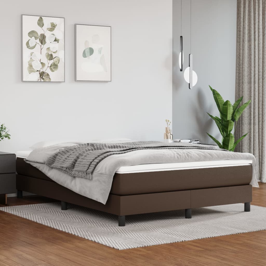 vidaXL Σκελετός Κρεβατιού με Ελατήρια Καφέ 140x200 εκ. από Συνθετικό Δέρμα