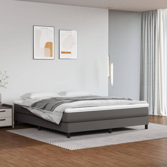 vidaXL Σκελετός Κρεβατιού με Ελατήρια Γκρι 160x200 εκ. από Συνθετικό Δέρμα