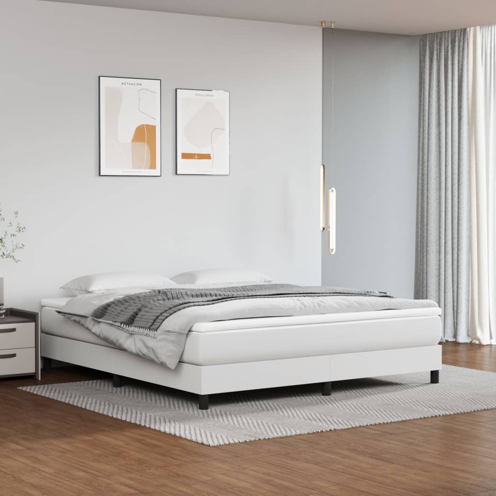 vidaXL Σκελετός Κρεβατιού με Ελατήρια Λευκό 180x200 εκ. από Συνθετικό Δέρμα