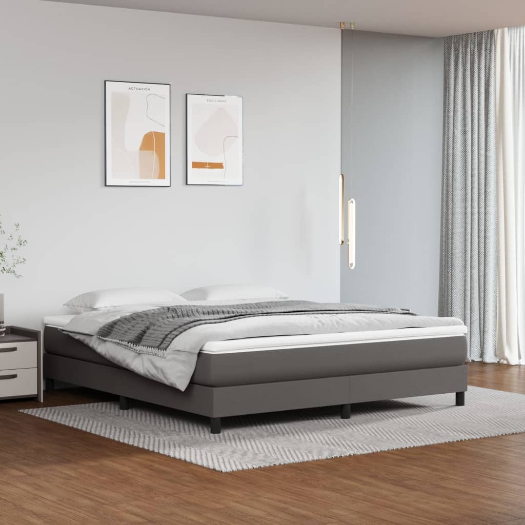 vidaXL Σκελετός Κρεβατιού με Ελατήρια Γκρι 180x200 εκ. από Συνθετικό Δέρμα