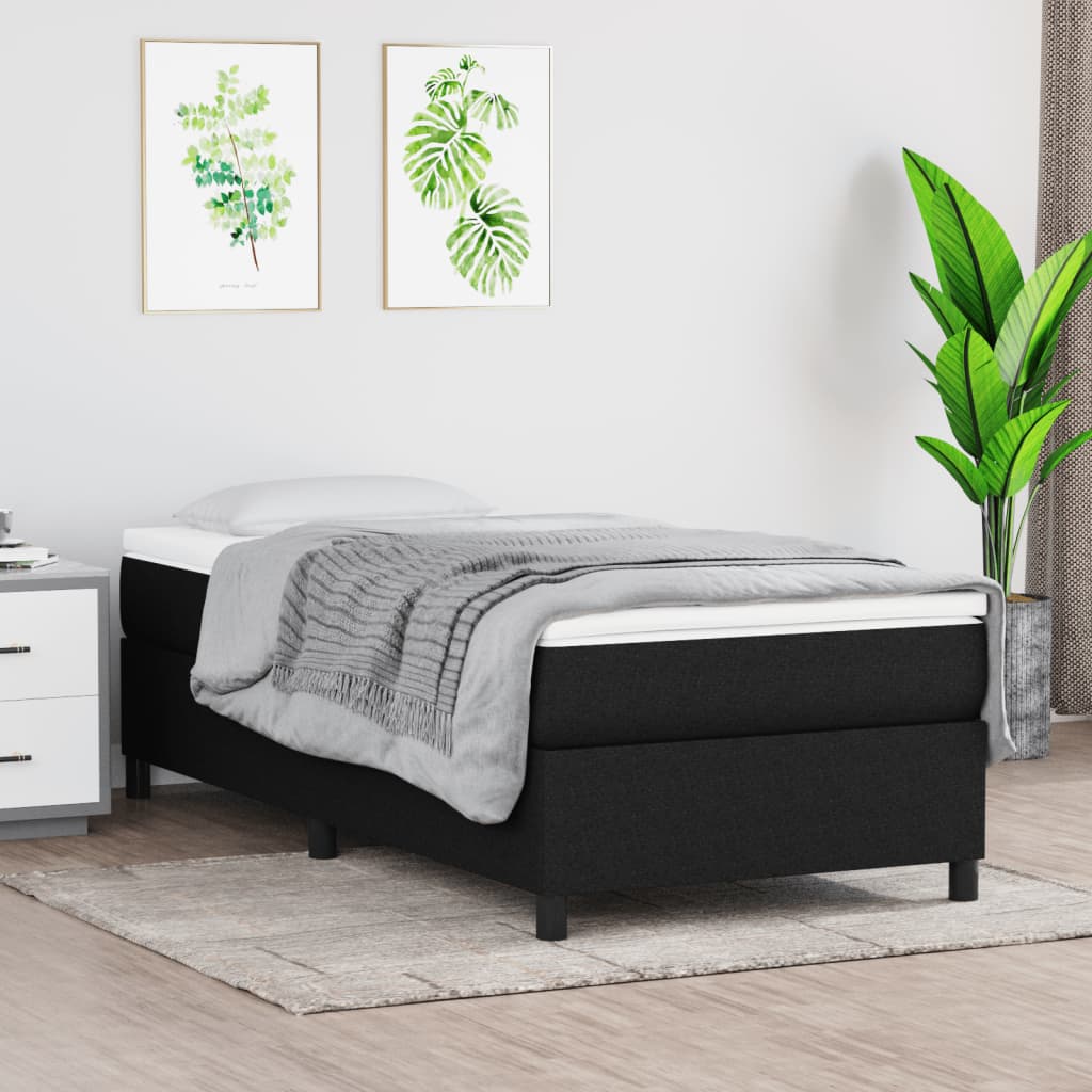 vidaXL Σκελετός Κρεβατιού με Ελατήρια Μαύρο 90x190 εκ. Υφασμάτινο
