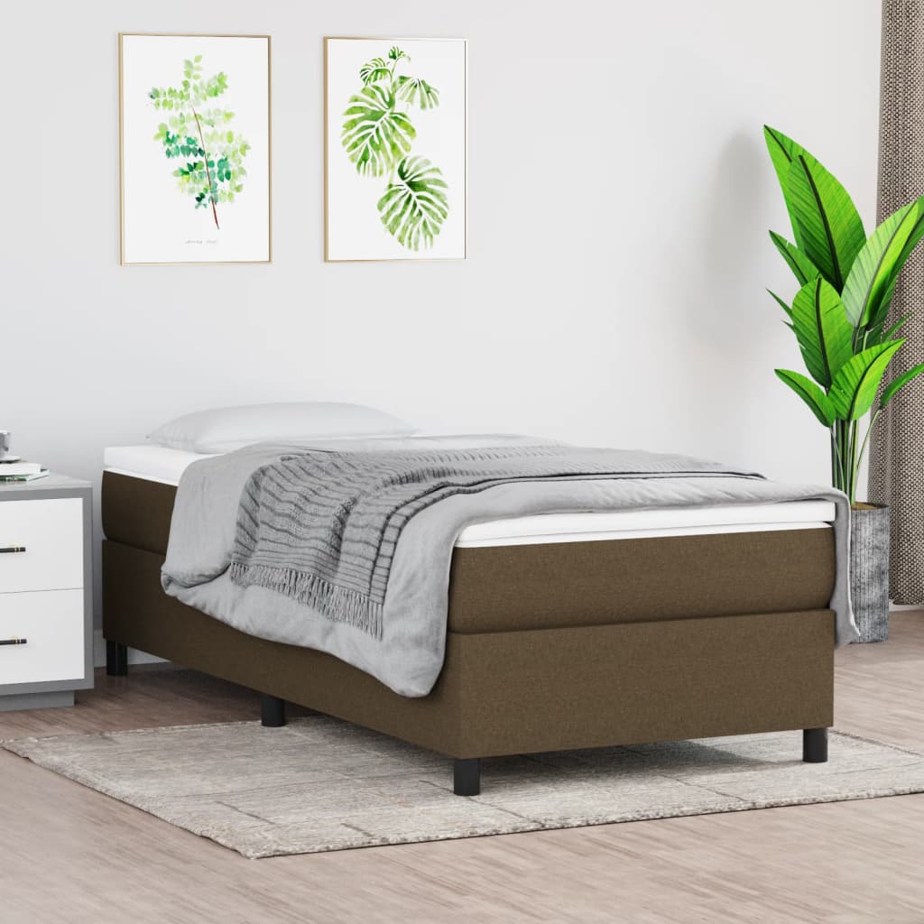 vidaXL Σκελετός Κρεβατιού με Ελατήρια Σκ. Καφέ 90x190 εκ. Υφασμάτινο