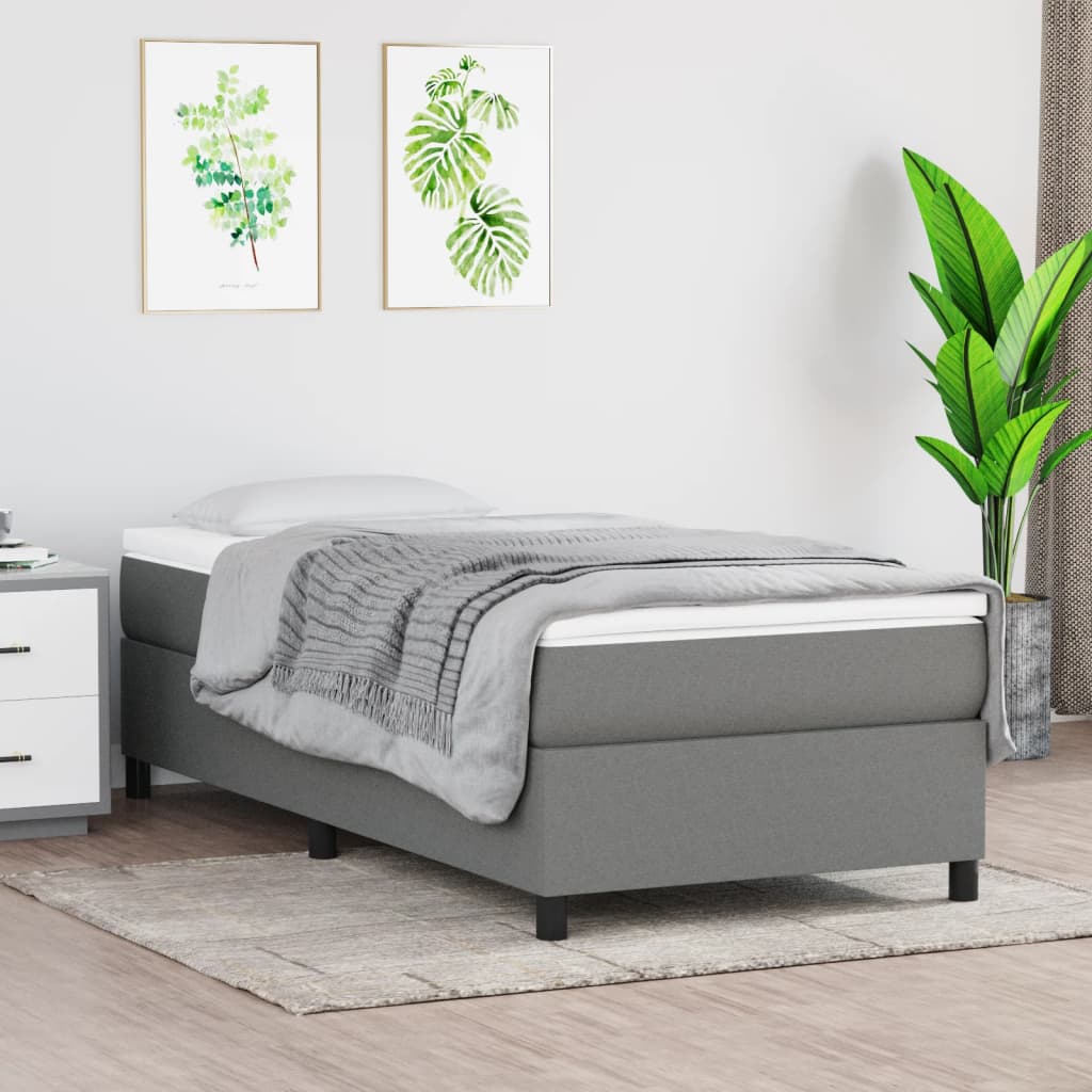 vidaXL Σκελετός Κρεβατιού με Ελατήρια Σκ. Γκρι 90x200 εκ.Υφασμάτινο
