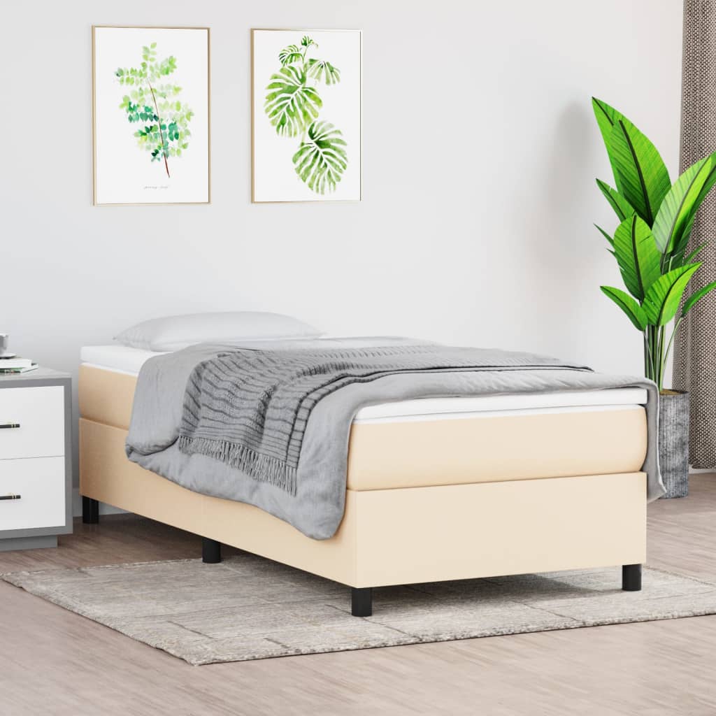 vidaXL Σκελετός Κρεβατιού με Ελατήρια Κρέμα 90x200 εκ. Υφασμάτινο