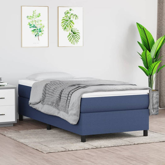 vidaXL Σκελετός Κρεβατιού με Ελατήρια Μπλε 90x200 εκ. Υφασμάτινο