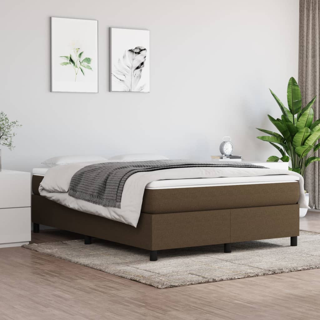 vidaXL Σκελετός Κρεβατιού με Ελατήρια Σκ. Καφέ 140x190 εκ. Υφασμάτινο