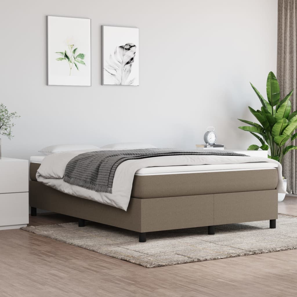 vidaXL Σκελετός Κρεβατιού με Ελατήρια Taupe 140x190 εκ. Υφασμάτινο