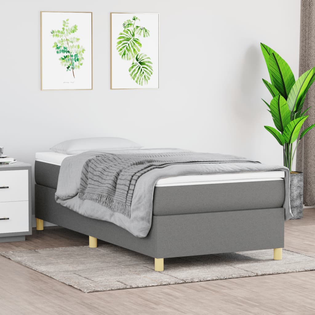 vidaXL Σκελετός Κρεβατιού με Ελατήρια Σκ. Γκρι 90x190 εκ. Υφασμάτινο