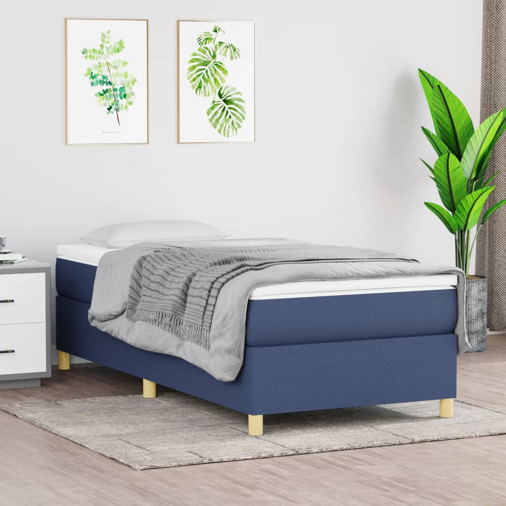 vidaXL Σκελετός Κρεβατιού με Ελατήρια Μπλε 90x190 εκ. Υφασμάτινο