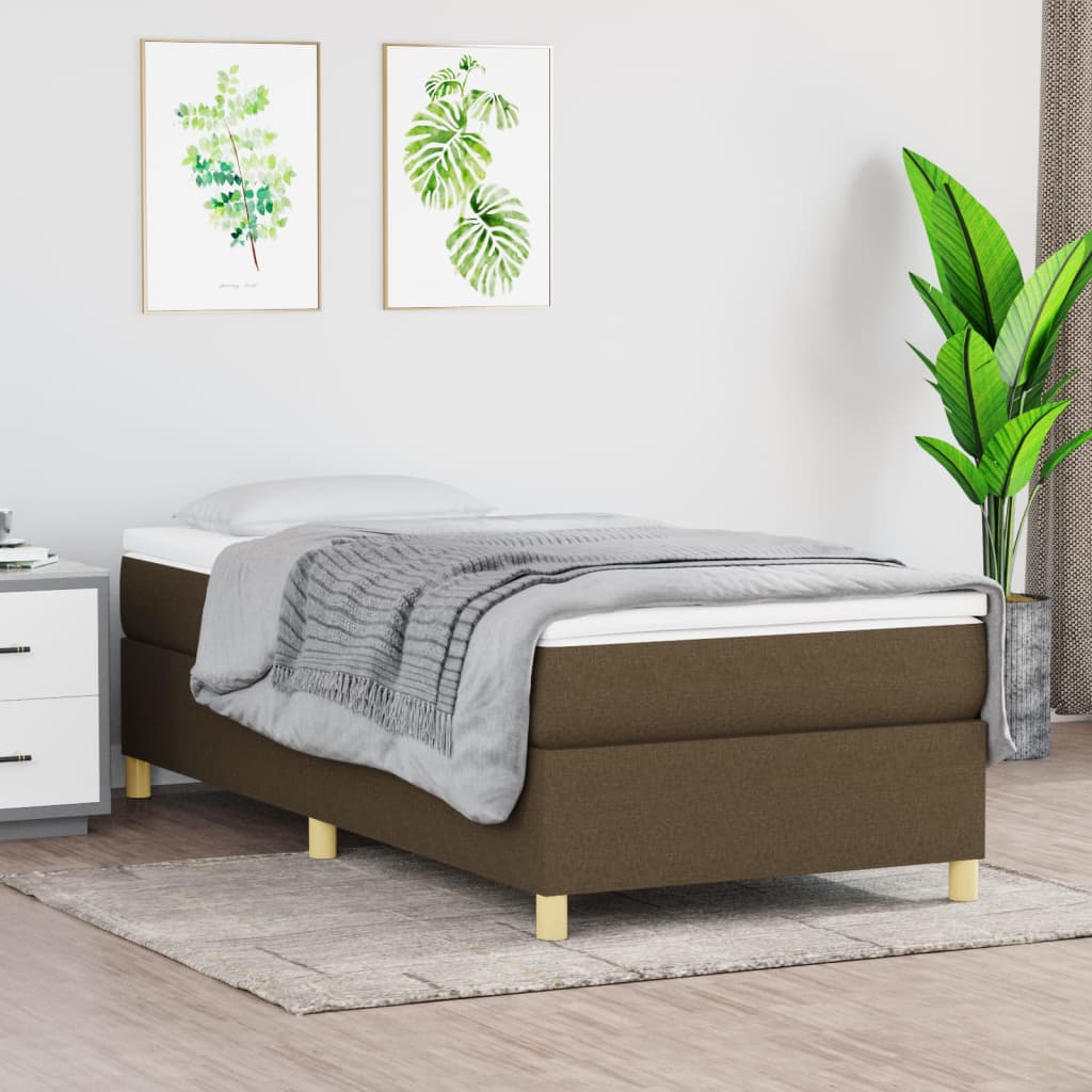 vidaXL Σκελετός Κρεβατιού με Ελατήρια Σκ. Καφέ 90x200 εκ. Υφασμάτινο