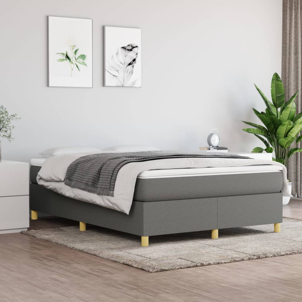 vidaXL Σκελετός Κρεβατιού με Ελατήρια Γκρι 140x200 εκ.Υφασμάτινο