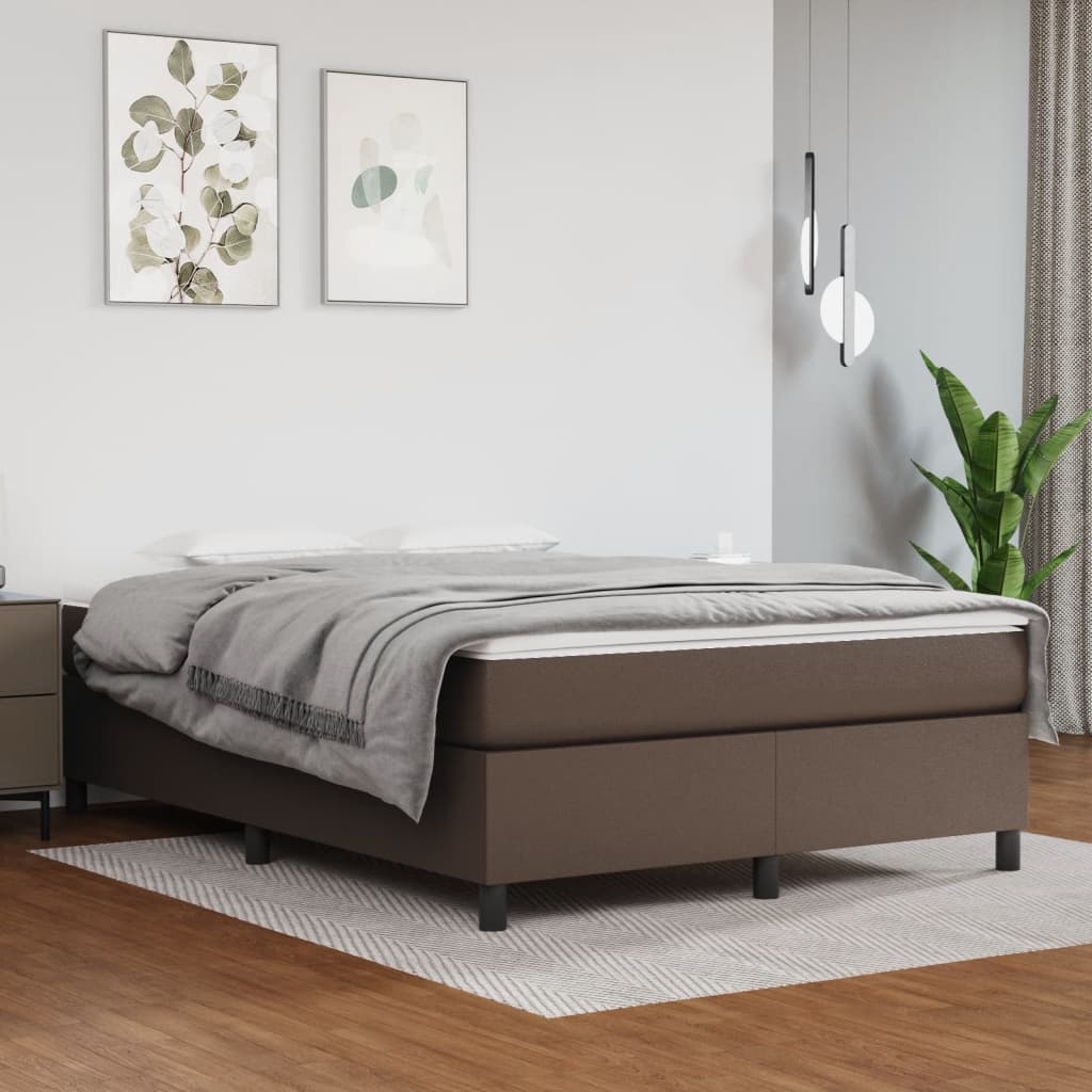 vidaXL Σκελετός Κρεβατιού με Ελατήρια Καφέ 140x190 εκ. από Συνθετικό Δέρμα