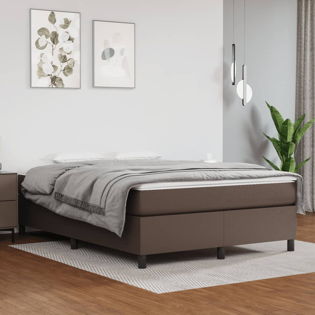 vidaXL Σκελετός Κρεβατιού με Ελατήρια Καφέ 140x200 εκ. από Συνθετικό Δέρμα