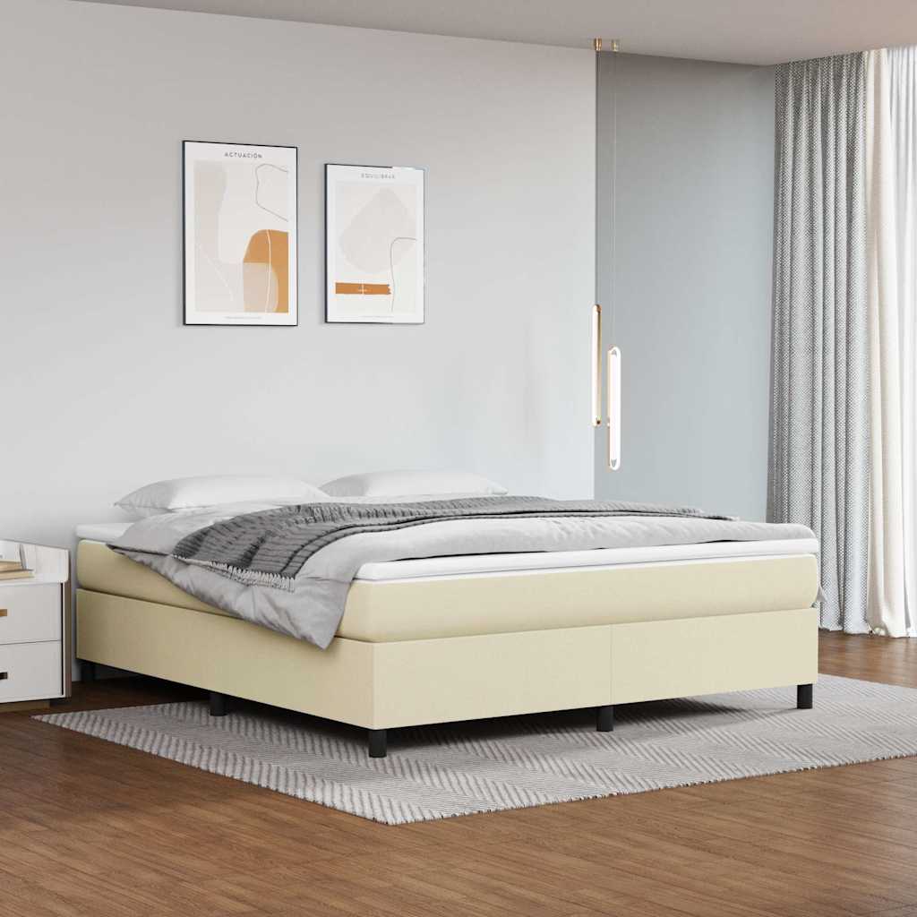 vidaXL Σκελετός Κρεβατιού με Ελατήρια Κρεμ 160x200 εκ. από Συνθετικό Δέρμα