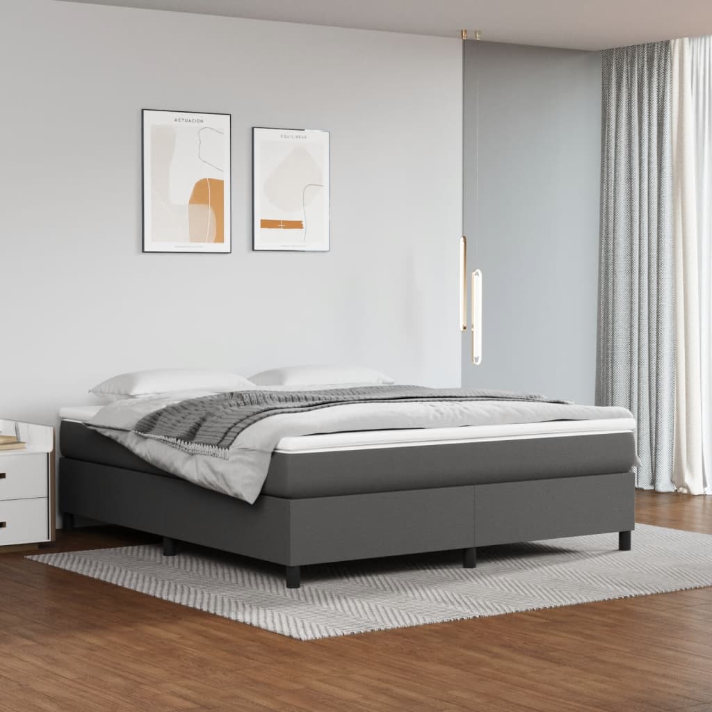 vidaXL Σκελετός Κρεβατιού με Ελατήρια Γκρι 160x200 εκ. από Συνθετικό Δέρμα