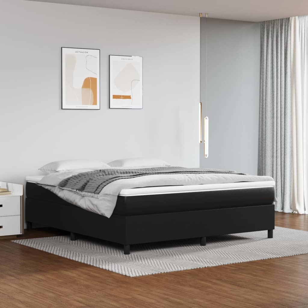 vidaXL Σκελετός Κρεβατιού με Ελατήρια Μαύρο 180x200 εκ. από Συνθετικό Δέρμα