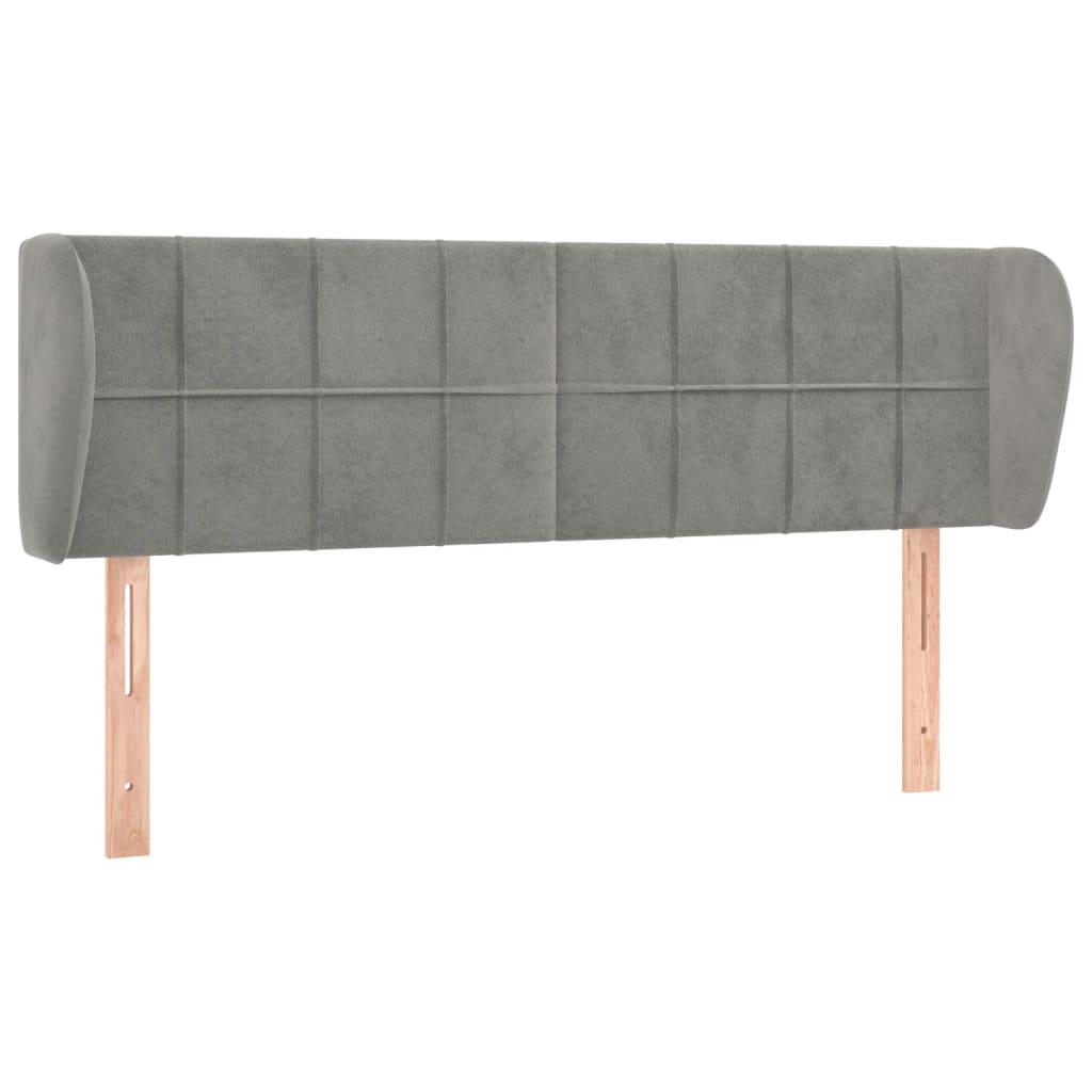 vidaXL Κεφαλάρι με Πτερύγια Ανοιχτό Γκρι 147x23x78/88 εκ. Βελούδινο