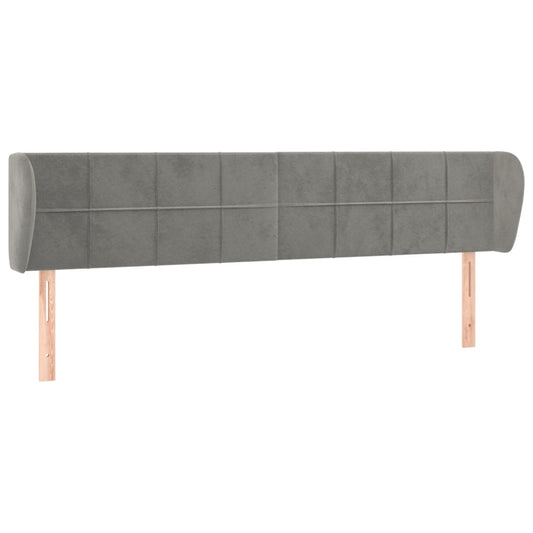 vidaXL Κεφαλάρι με Πτερύγια Ανοιχτό Γκρι 203x23x78/88 εκ. Βελούδινο