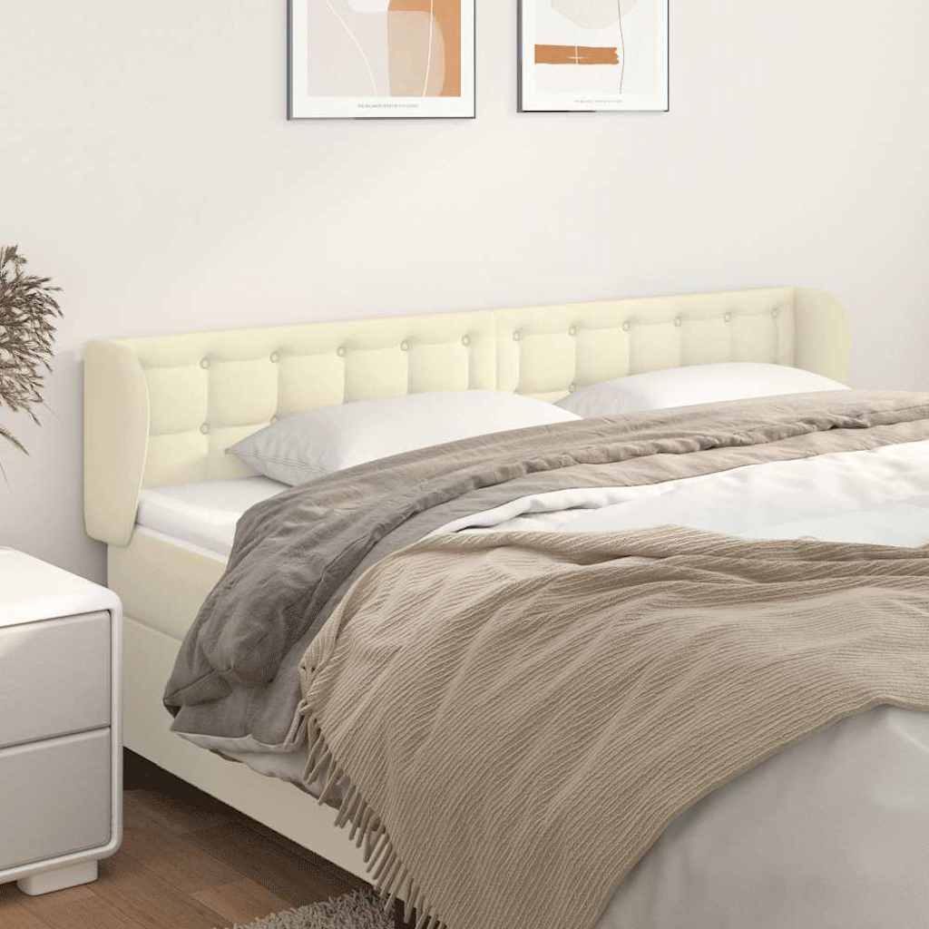 vidaXL Κεφαλάρι με Πτερύγια Κρεμ 163x23x78/88 εκ. Συνθετικό Δέρμα