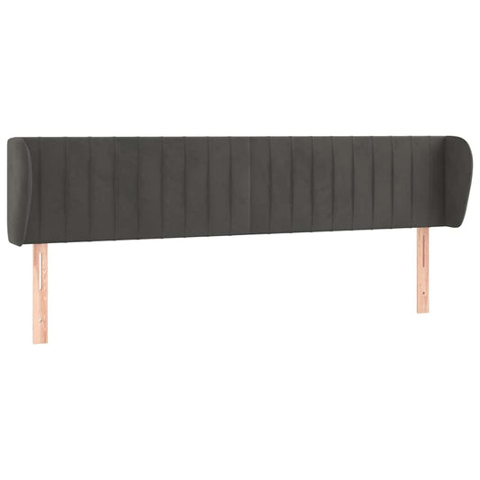 vidaXL Κεφαλάρι με Πτερύγια Σκούρο Γκρι 163x23x78/88 εκ. Βελούδινο