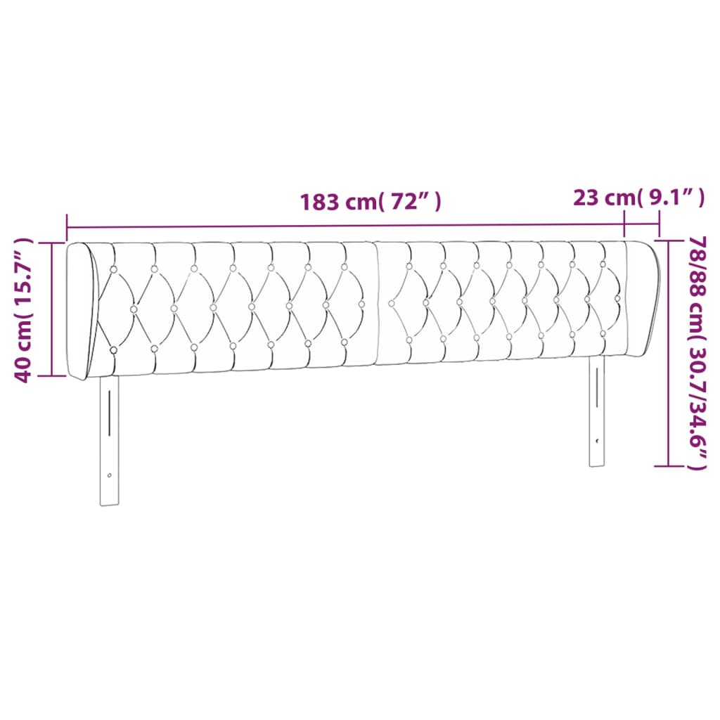 vidaXL Κεφαλάρι με Πτερύγια Σκούρο Καφέ 183x23x78/88 εκ. Υφασμάτινο