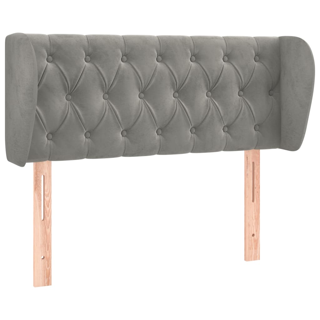 vidaXL Κεφαλάρι με Πτερύγια Ανοιχτό Γκρι 93x23x78/88 εκ. Βελούδινο