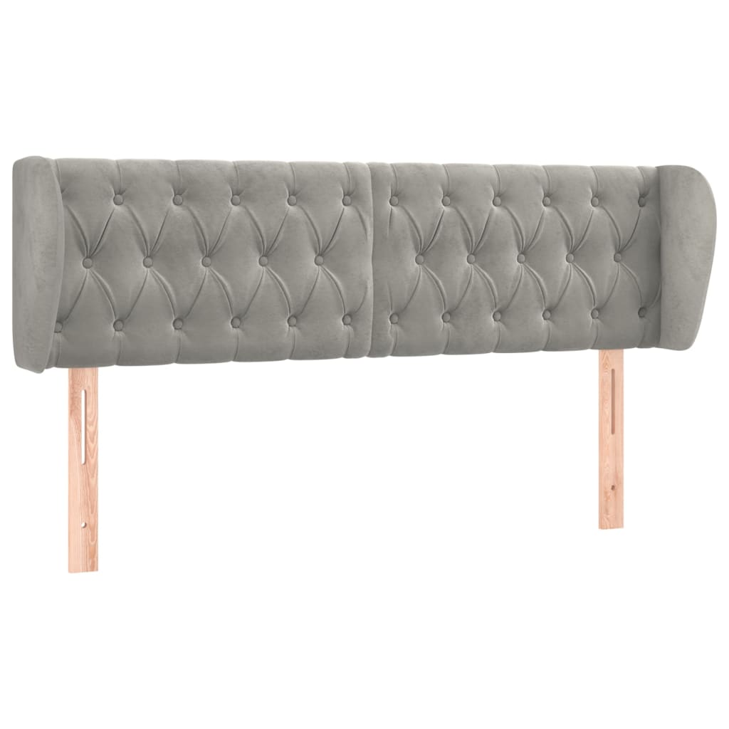 vidaXL Κεφαλάρι με Πτερύγια Ανοιχτό Γκρι 163x23x78/88 εκ. Βελούδινο