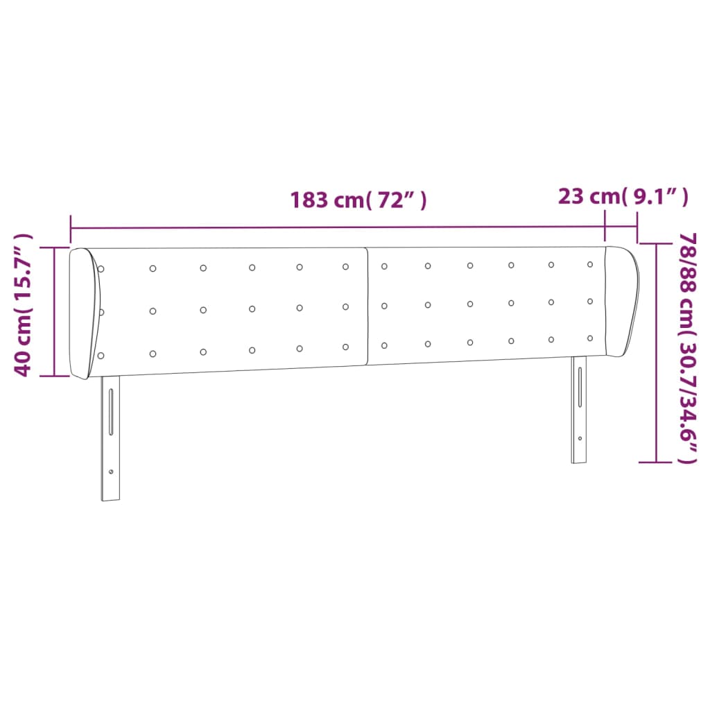 vidaXL Κεφαλάρι με Πτερύγια Σκούρο Καφέ 183x23x78/88 εκ. Υφασμάτινο