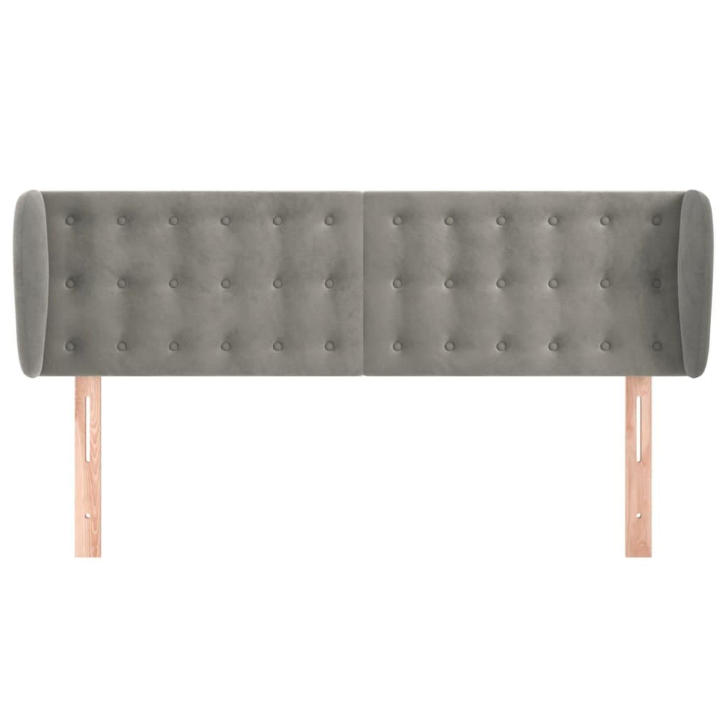 vidaXL Κεφαλάρι με Πτερύγια Ανοιχτό Γκρι 147x23x78/88 εκ. Βελούδινο