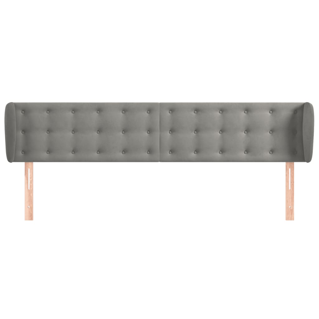 vidaXL Κεφαλάρι με Πτερύγια Ανοιχτό Γκρι 183x23x78/88 εκ. Βελούδινο