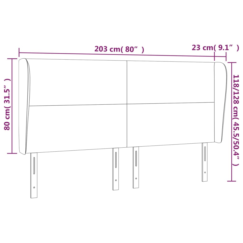 vidaXL Κεφαλάρι με Πτερύγια Taupe 203x23x118/128 εκ. Υφασμάτινο