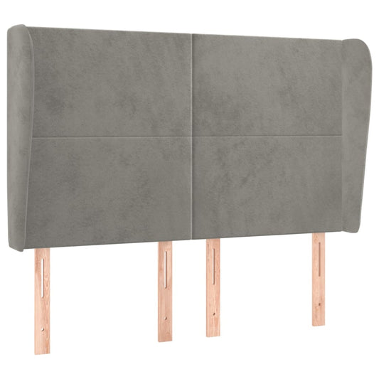 vidaXL Κεφαλάρι με Πτερύγια Ανοιχτό Γκρι 147x23x118/128 εκ. Βελούδινο