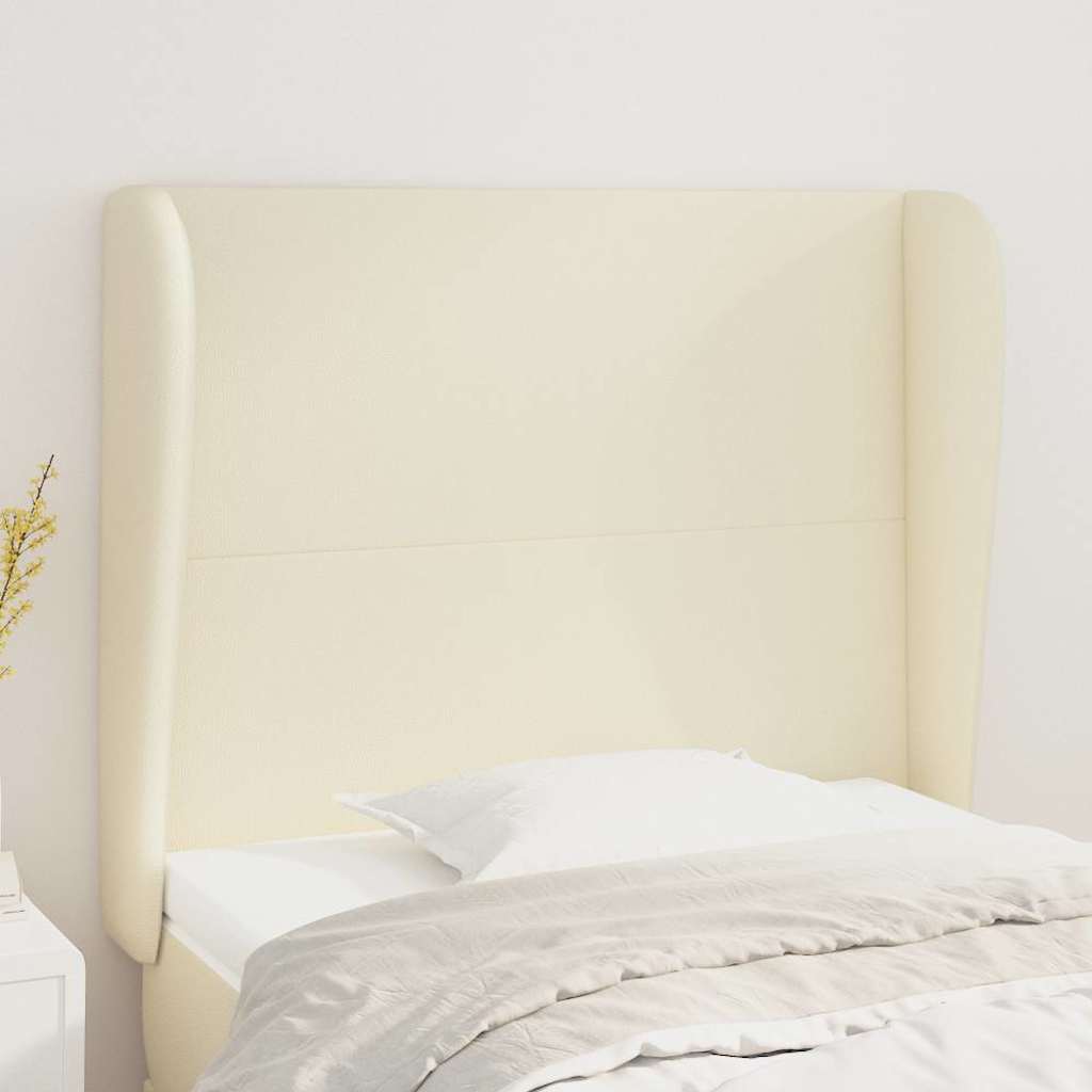 vidaXL Κεφαλάρι με Πτερύγια Κρεμ 103x23x118/128 εκ. Συνθετικό Δέρμα