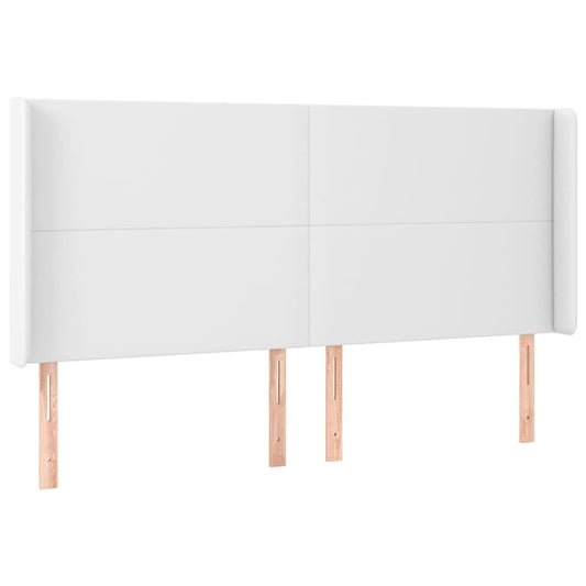 vidaXL Κεφαλάρι με Πτερύγια Λευκό 203x23x118/128 εκ. Συνθ. Δέρμα