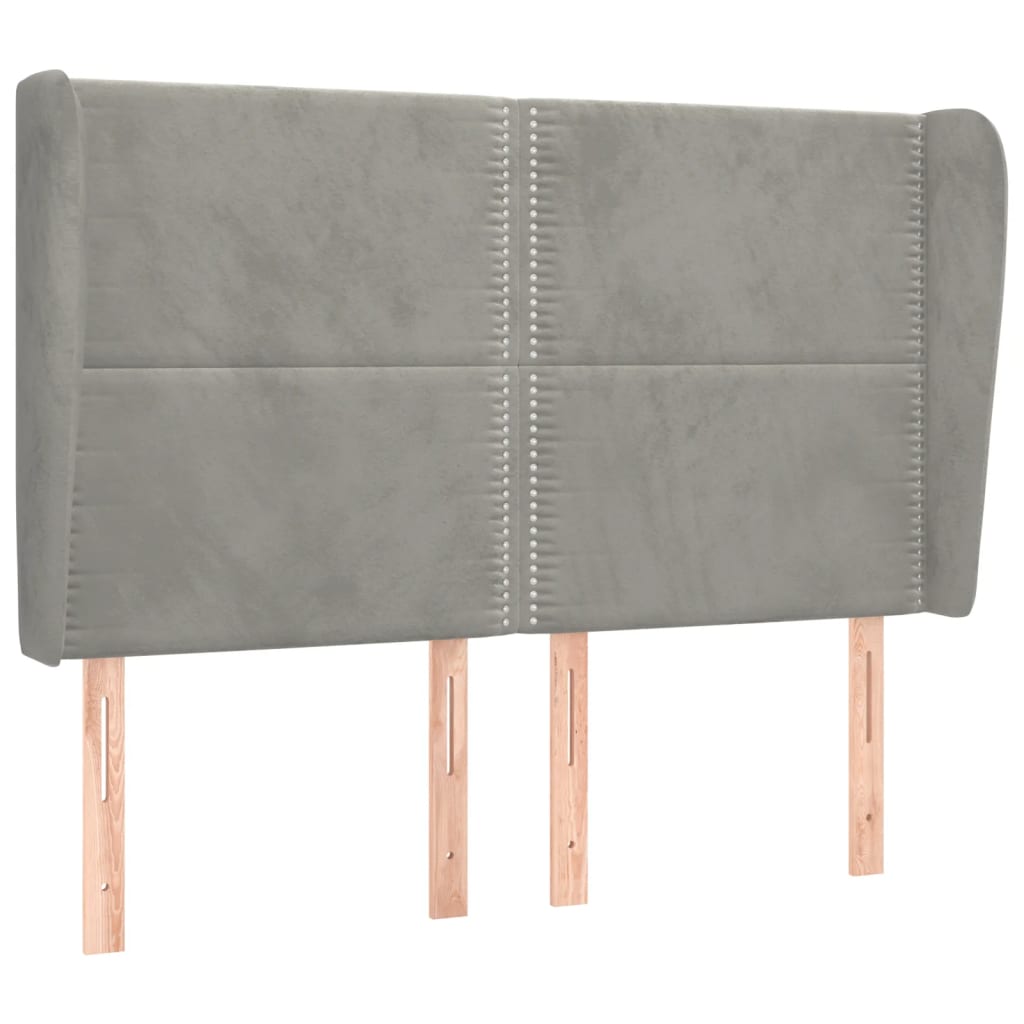 vidaXL Κεφαλάρι με Πτερύγια Ανοιχτό Γκρι 147x23x118/128 εκ. Βελούδινο