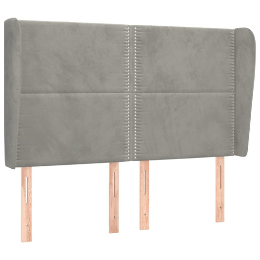 vidaXL Κεφαλάρι με Πτερύγια Ανοιχτό Γκρι 147x23x118/128 εκ. Βελούδινο