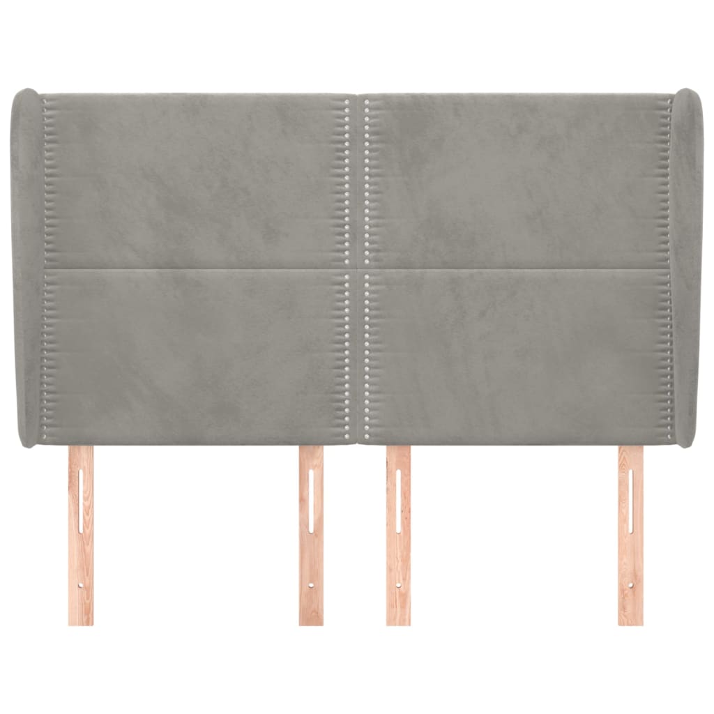 vidaXL Κεφαλάρι με Πτερύγια Ανοιχτό Γκρι 147x23x118/128 εκ. Βελούδινο