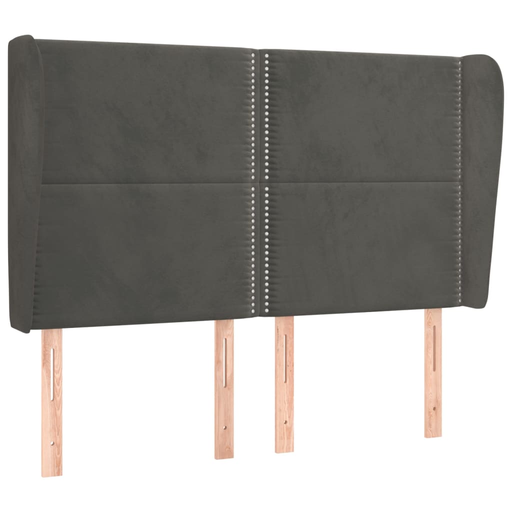 vidaXL Κεφαλάρι με Πτερύγια Σκούρο Γκρι 147x23x118/128 εκ. Βελούδινο