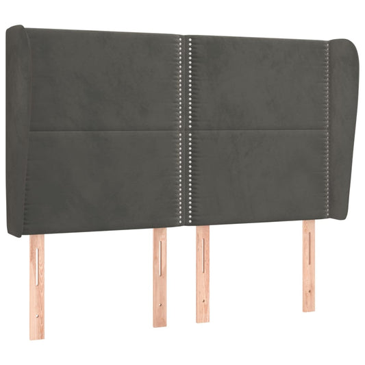 vidaXL Κεφαλάρι με Πτερύγια Σκούρο Γκρι 147x23x118/128 εκ. Βελούδινο