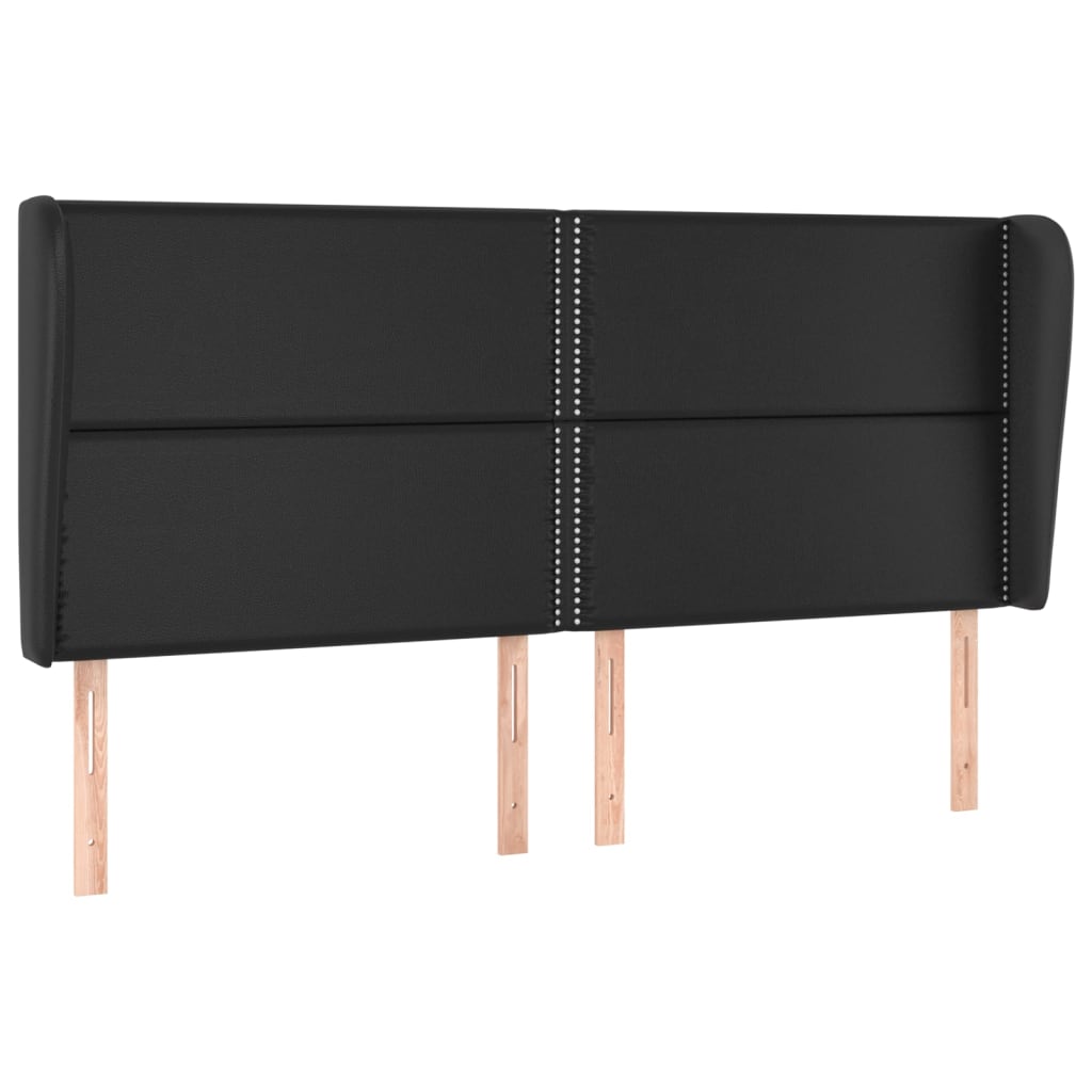 vidaXL Κεφαλάρι με Πτερύγια Μαύρο 163x23x118/128 εκ. Συνθ. Δέρμα