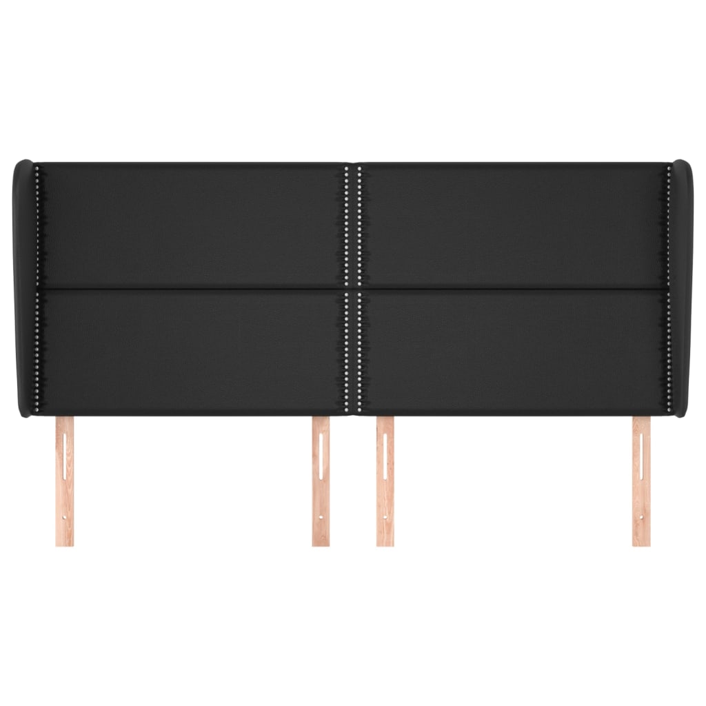 vidaXL Κεφαλάρι με Πτερύγια Μαύρο 183x23x118/128 εκ.Συνθ. Δέρμα