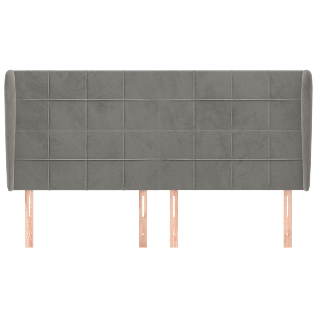 vidaXL Κεφαλάρι με Πτερύγια Ανοιχτό Γκρι 163x23x118/128 εκ. Βελούδινο