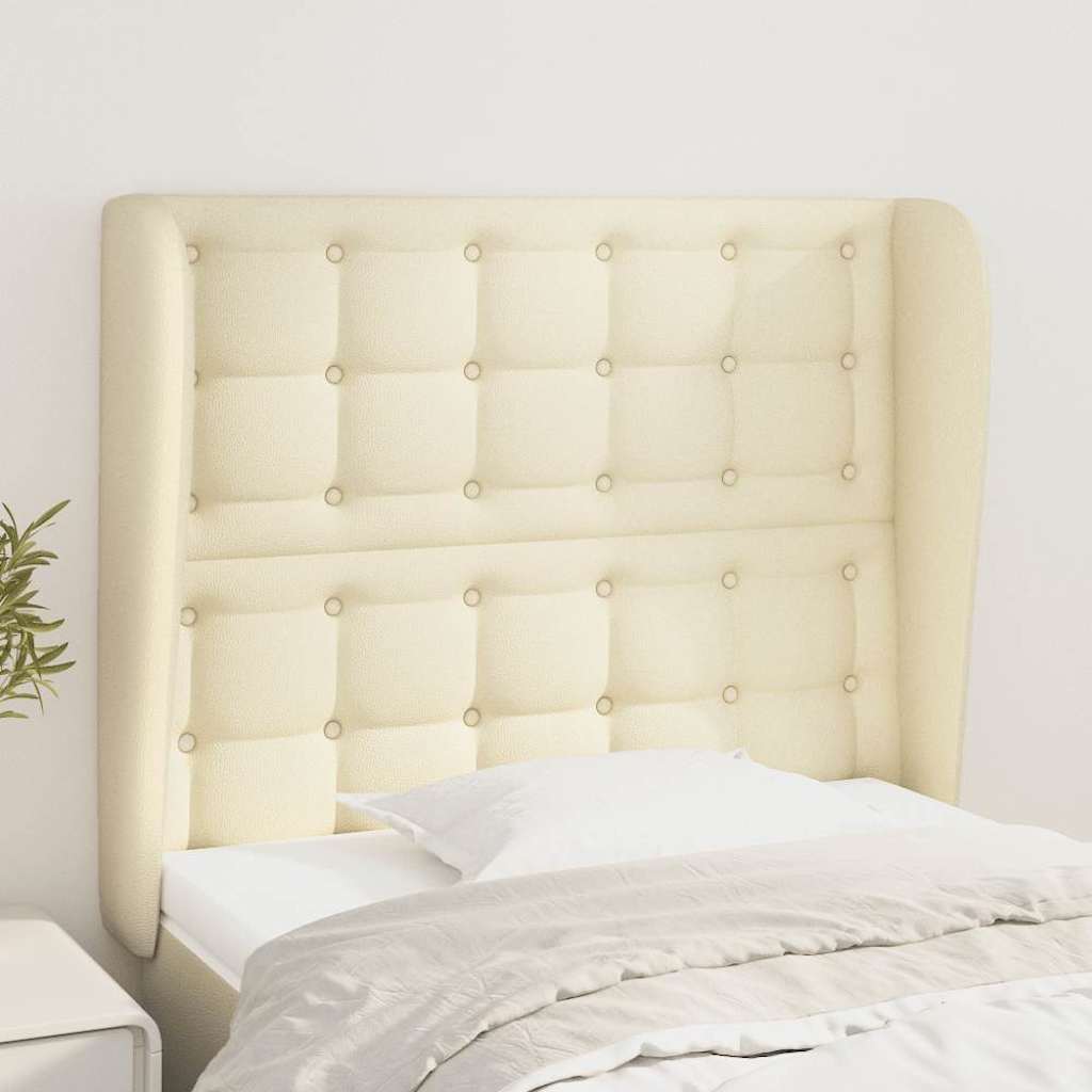 vidaXL Κεφαλάρι με Πτερύγια Κρεμ 103x23x118/128 εκ. Συνθετικό Δέρμα