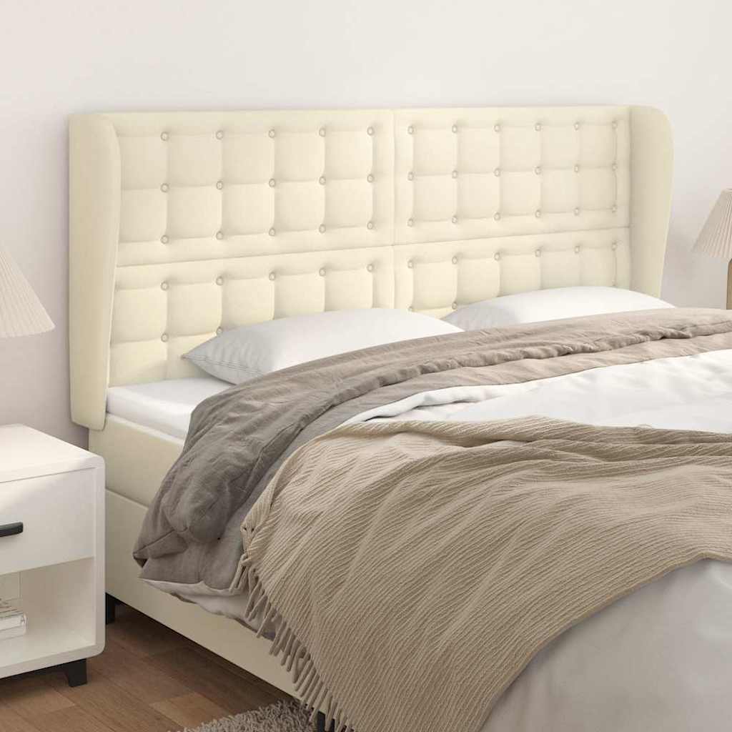 vidaXL Κεφαλάρι με Πτερύγια Κρεμ 163x23x118/128 εκ. Συνθετικό Δέρμα