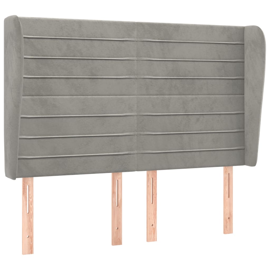 vidaXL Κεφαλάρι με Πτερύγια Ανοιχτό Γκρι 147x23x118/128 εκ. Βελούδινο