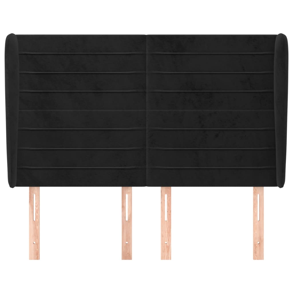 vidaXL Κεφαλάρι με Πτερύγια Μαύρο 147x23x118/128 εκ. Βελούδινο