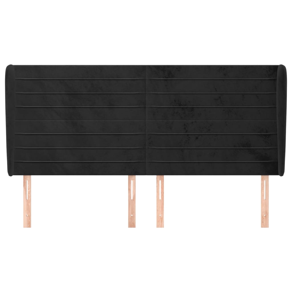 vidaXL Κεφαλάρι με Πτερύγια Μαύρο 163x23x118/128 εκ. Βελούδινο