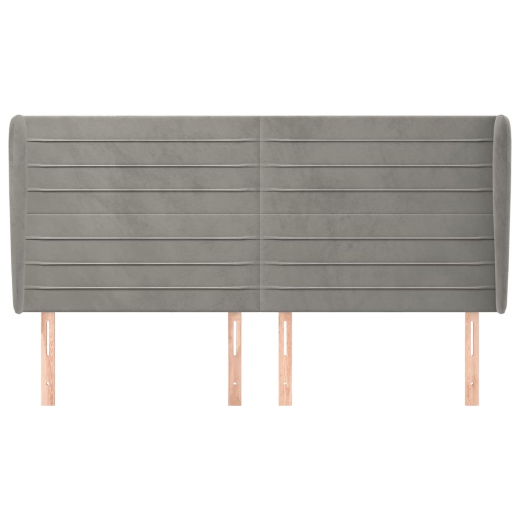 vidaXL Κεφαλάρι με Πτερύγια Ανοιχτό Γκρι 183x23x118/128 εκ. Βελούδινο